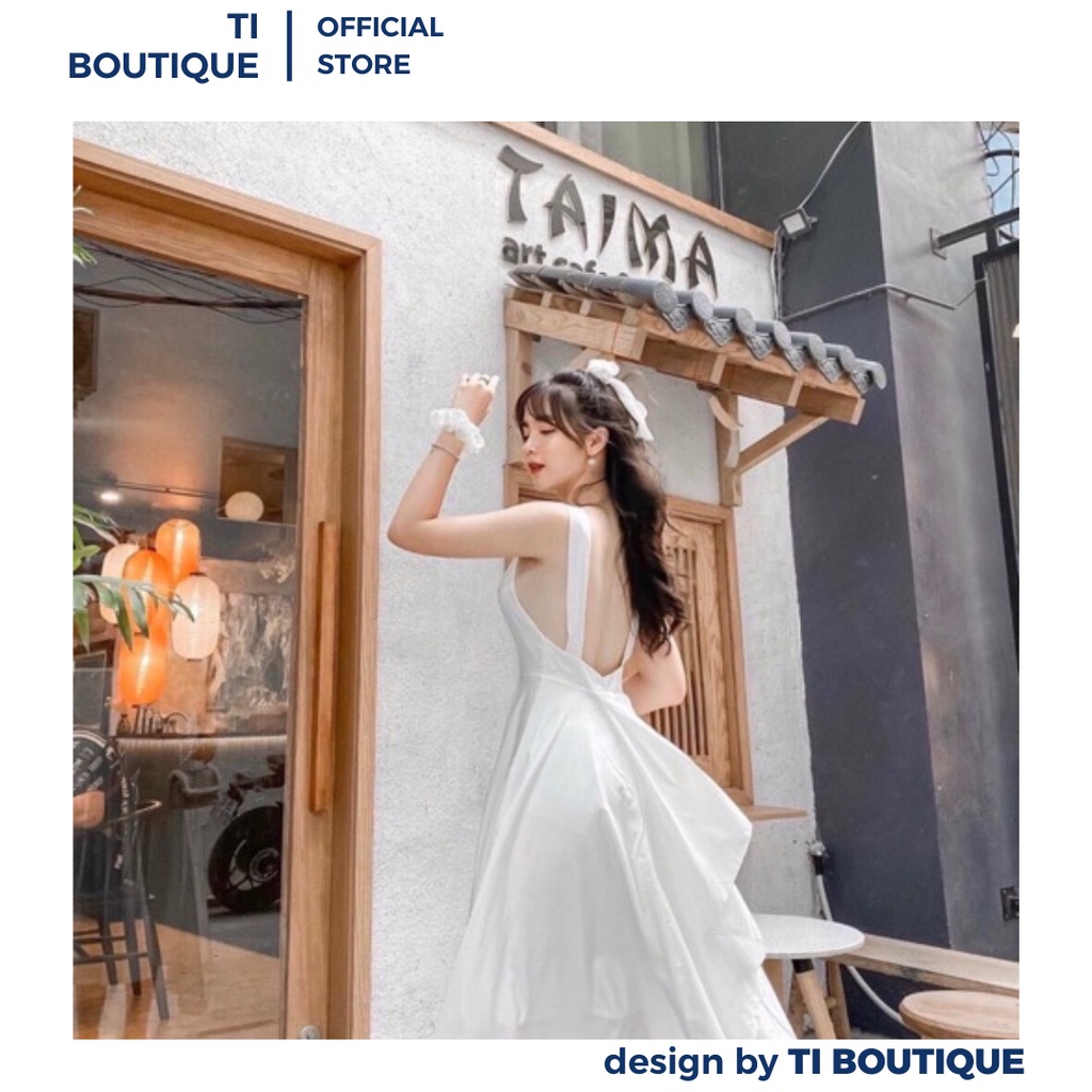 Đầm Xinh Đi Tiệc Khoét Lưng Quyến Rũ Cổ Tròn Dây Bản To Nhẹ Nhàng, Đầm Váy Dáng Xòe Bồng Bềnh Công Chúa