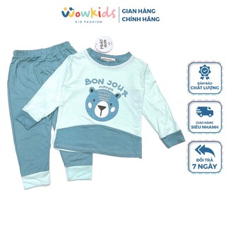 Bộ Quần Áo Thun Lạnh Dài Tay Cho Bé Trai Bé Gái WOWKIDS In Hình Động Vật Dễ Thương Cho Trẻ