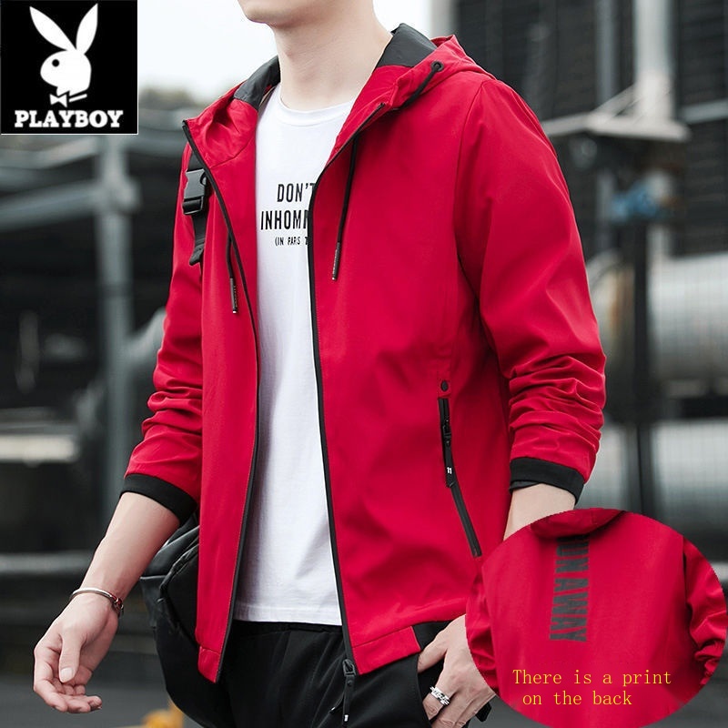 Áo Khoác Playboy Có Mũ Trùm Dáng Rộng Cỡ Lớn Thời Trang Xuân Thu Cho Nam