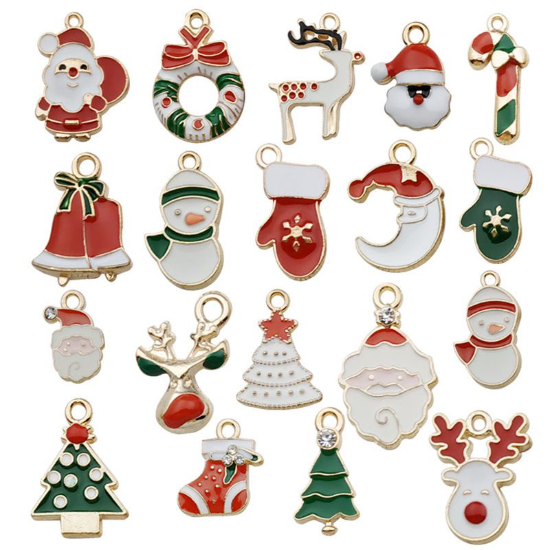 New 20-96pc Merry Christmas Alloy DIY Ornament Santa Snowman Elk Bell Decor Pendant Beautiful DIY Accessories