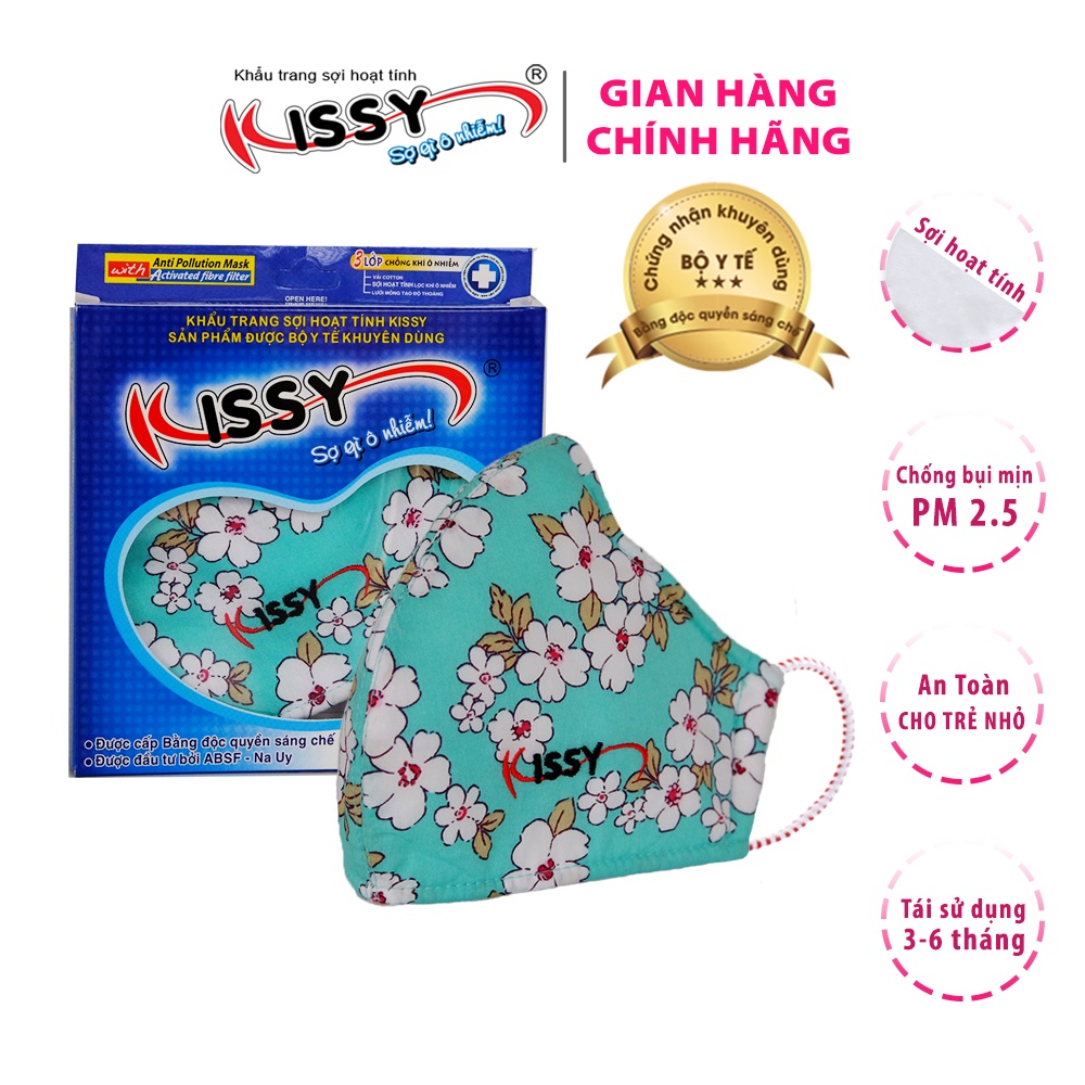 Khẩu Trang Vải 3 Lớp Kissy Người Lớn Size M Cho Nữ Chống Nắng Và Bụi Mịn Hiệu Quả