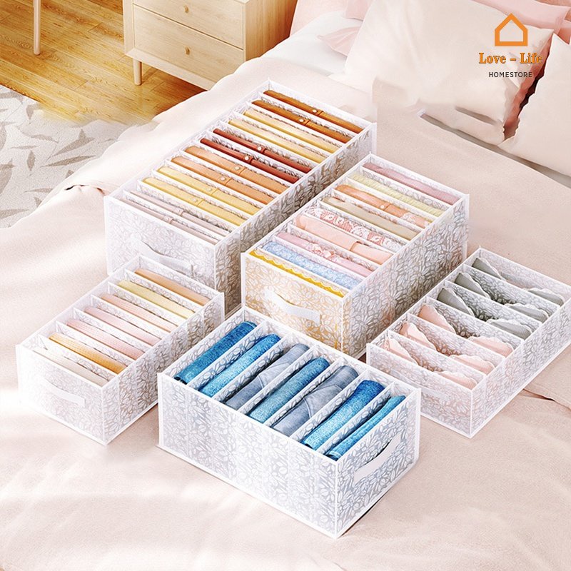 Hộp Đựng Đồ Lót / Vớ / Áo Thun Bằng Vải Không Dệt Nhiều Kích Thước Có Thể Gập Lại