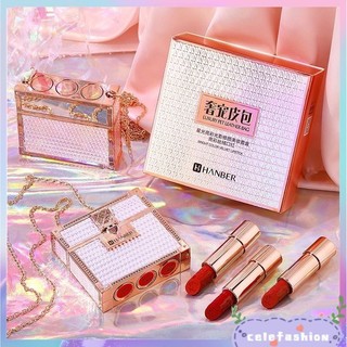 Set son túi xách hộp trắng hanber - set son 3 cây túi xavhs