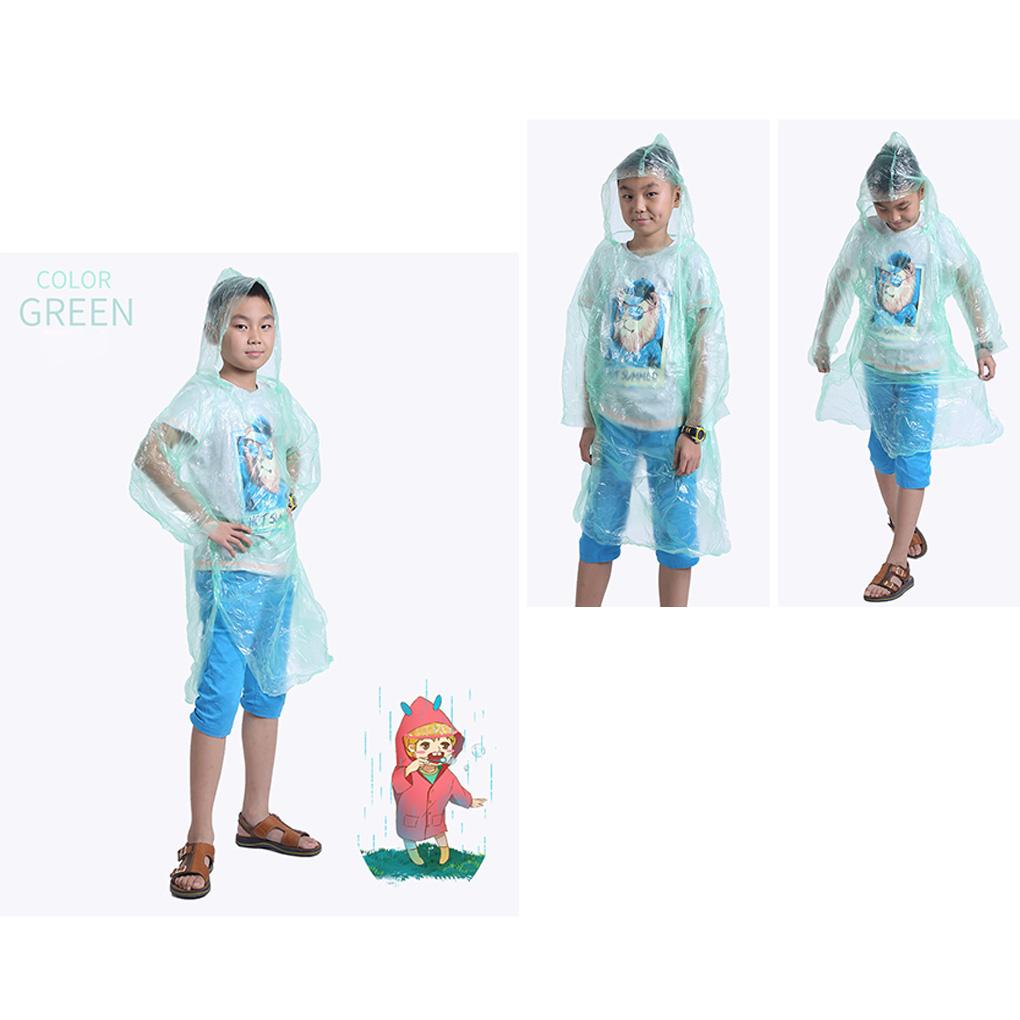 Áo Mưa Dùng Một Lần Bằng PE Chống Nước Có Mũ Trùm Màu Sắc Ngẫu Nhiên Cho Trẻ Em