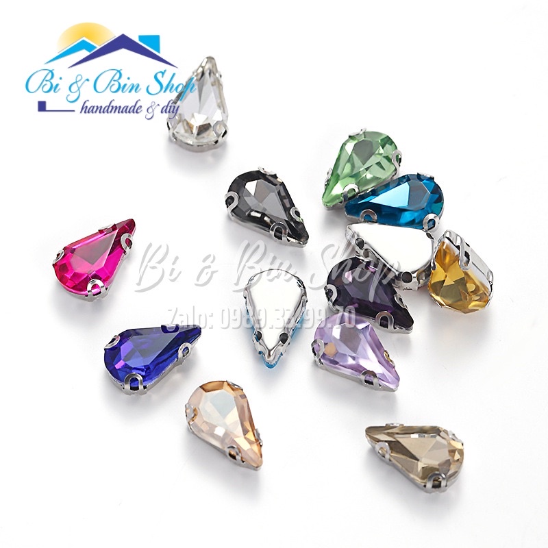 20 Viên Đá Đế Giọt Nước 5x8mm Chấu D Hạt Pha Lê Đính Kết Trang Phục Thời Trang