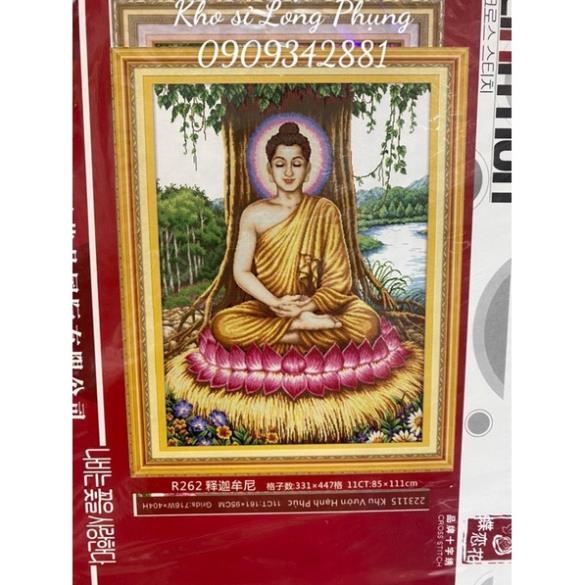 Tranh thêu Phật Thích Ca Ngồi Gốc Cây Bồ Đề R262  chưa thêu