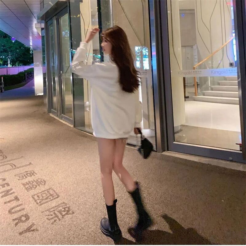 Áo sweatshirt ZHELIHANGFEI tay dài cổ tròn dáng rộng in họa tiết chữ cái phong cách đơn giản thời trang đa năng