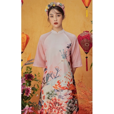 Đầm Tết suông A cam hồng sắc xuân ADORE DRESS chất tơ nến thanh lý rất mới bao check
