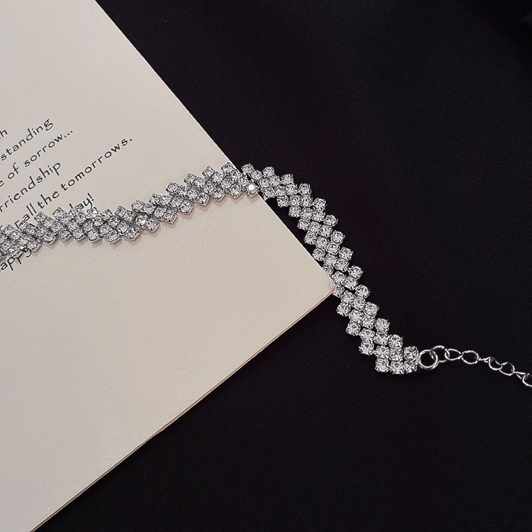 Choker đính đá nhân tạo lấp lánh đơn giản phối áo đầm dự tiệc