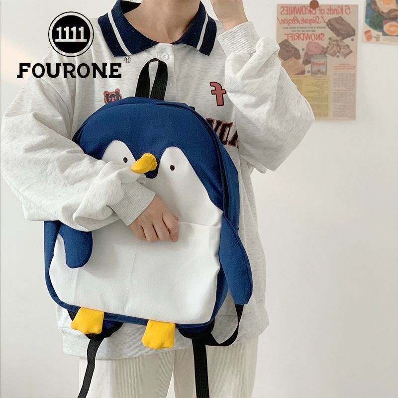 Balo Đi Học Mềm Mại Họa Tiết Chim Cánh Cụt Hoạt Hình Dễ Thương Thời Trang Xu Hướng Mới Cho Bé Gái