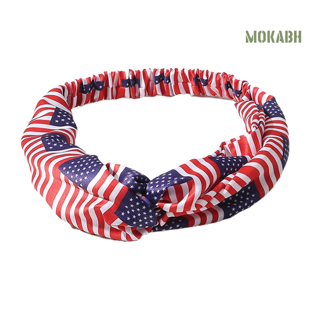 Băng Đô Cài Tóc Co Giãn Chống Trượt Thoáng Khí Hình Lá Cờ Mỹ