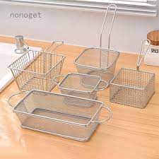 Rổ ráo dầu lưới inox cao cấp đa năng. Đựng đựng rau, trái cây - Lưới dày, 2 quai và 1 quai cầm