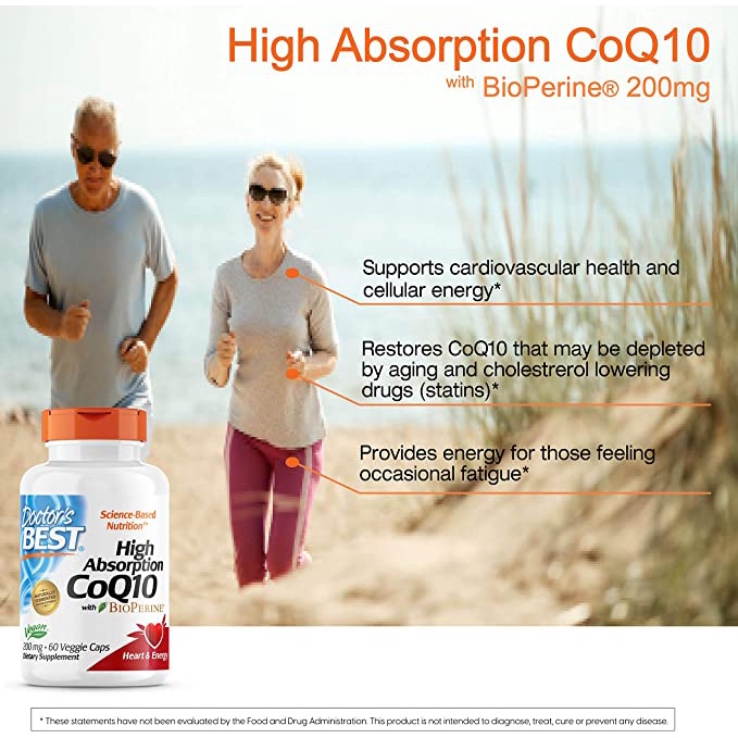 Doctor's Best High Absorption CoQ10 with Bioperine viên uống hỗ trợ huyết áp, tim mạch 200mg 60 viên