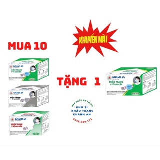  {GIÁ TẬN GỐC} 10 hộp  Khẩu Trang Y Tế Cao Cấp Khánh An - TẶNG KÈM 1 HỘP  cùng loại 