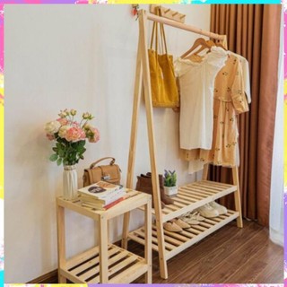 Kệ treo quần áo chữ A, Giá treo quần áo 2 tầng chất liệu gỗ thông và gỗ MDF