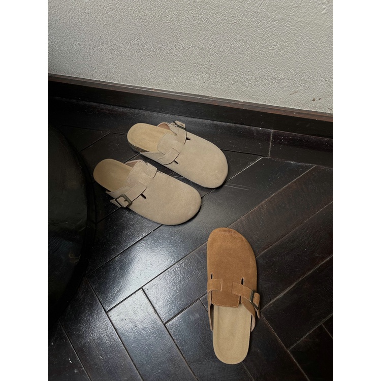 Dép Birkenstock đế bằng màu trơn size lớn thoải mái cho nam và nữ