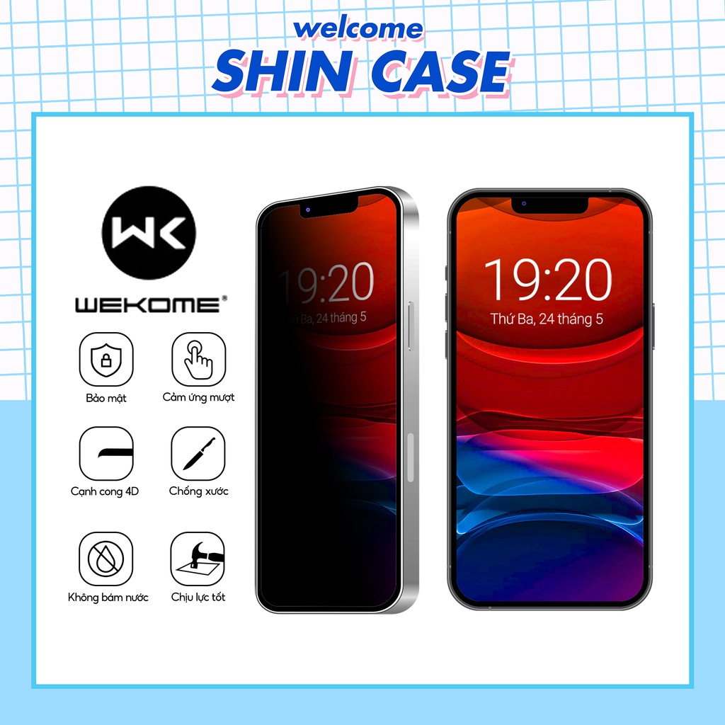 Kính cường lực iphone WK KingKong chống nhìn trộm cao cấp 4D 6plus/6splus/7 plus/8/8plus/x/xs/11/12/13/14/pro/max/promax