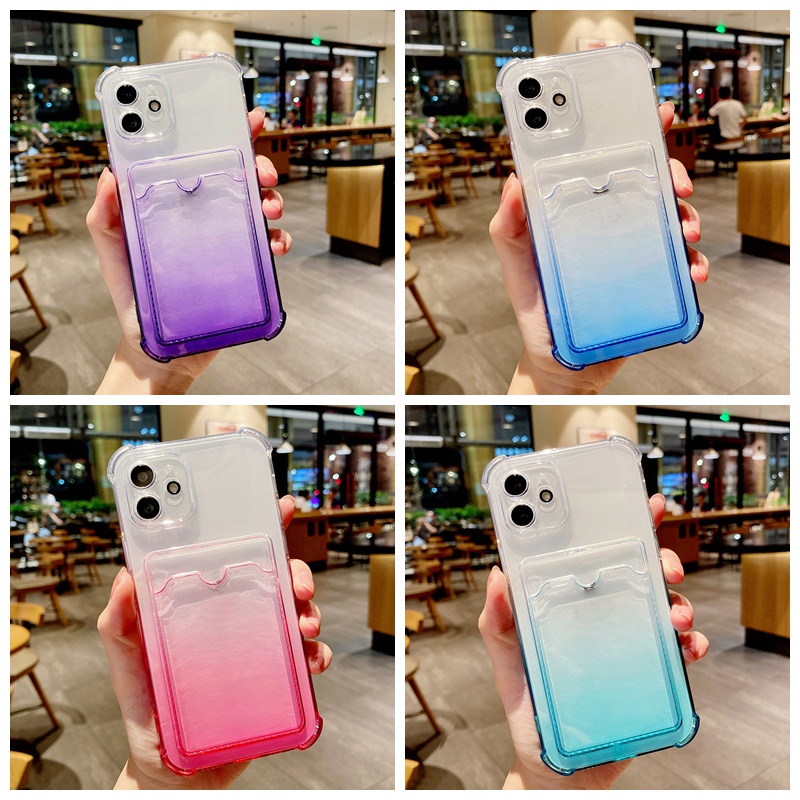 Ốp Điện Thoại Dẻo Màu Gradient Kèm Ngăn Đựng Thẻ Cho Xiaomi 12 Lite 12 Pro 12X 12S 11 Lite 10T Pro Poco C40 F3 X3 GT