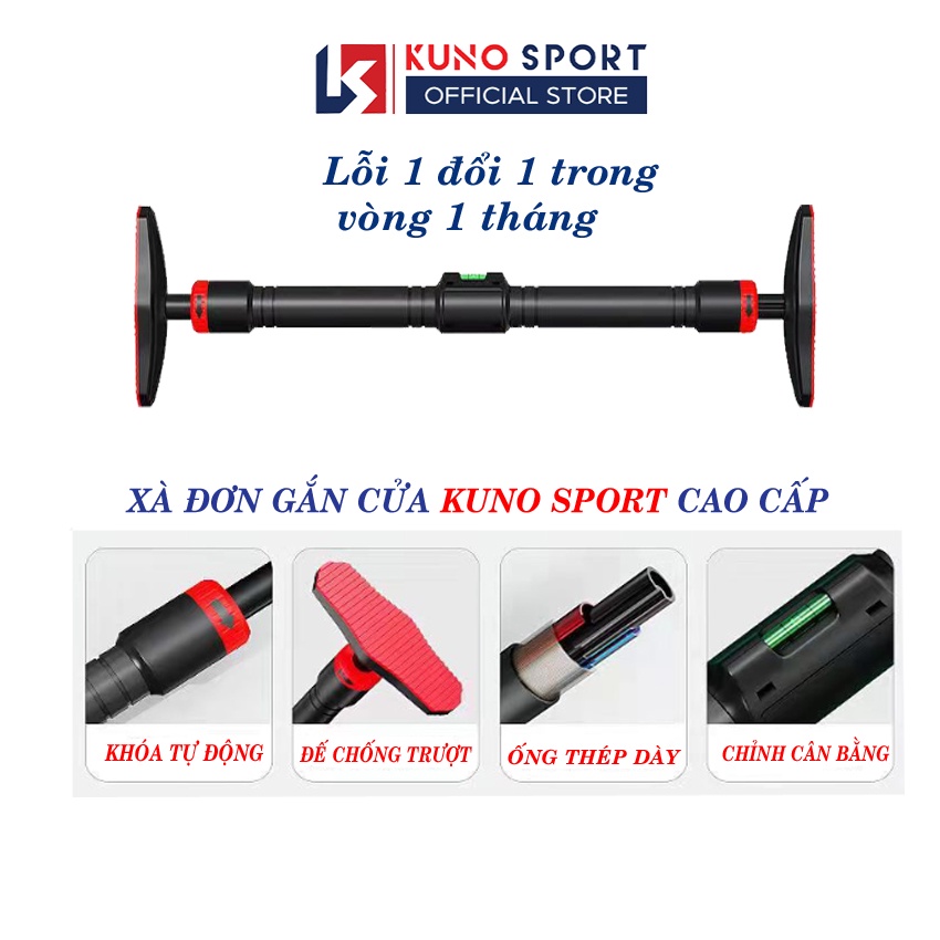 Thanh Tập Xà Đơn Treo Tường Gắn Cửa KUNO SPORT Nhiều Cỡ Chịu Lực 200kg Khóa An Toàn Chống Trượt Tập Gym Tại Nhà