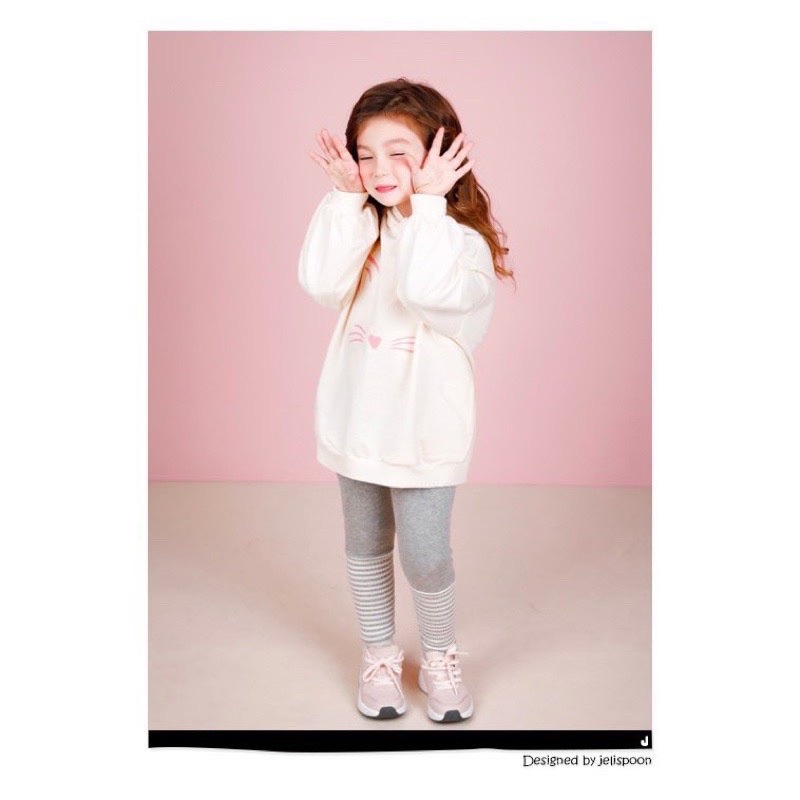 Set bộ legging áo nỉ mũ hình Mèo cho Bé