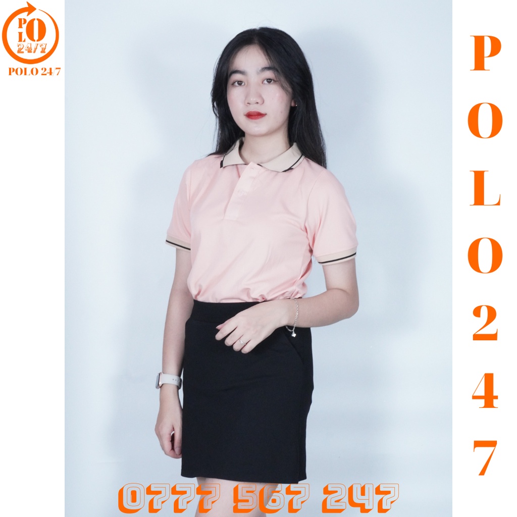 Polo hồng phấn đơn giản tinh tế,cho cặp đôi, chất vải cá sấu cotton co giản 4 chiều, thoáng mát.