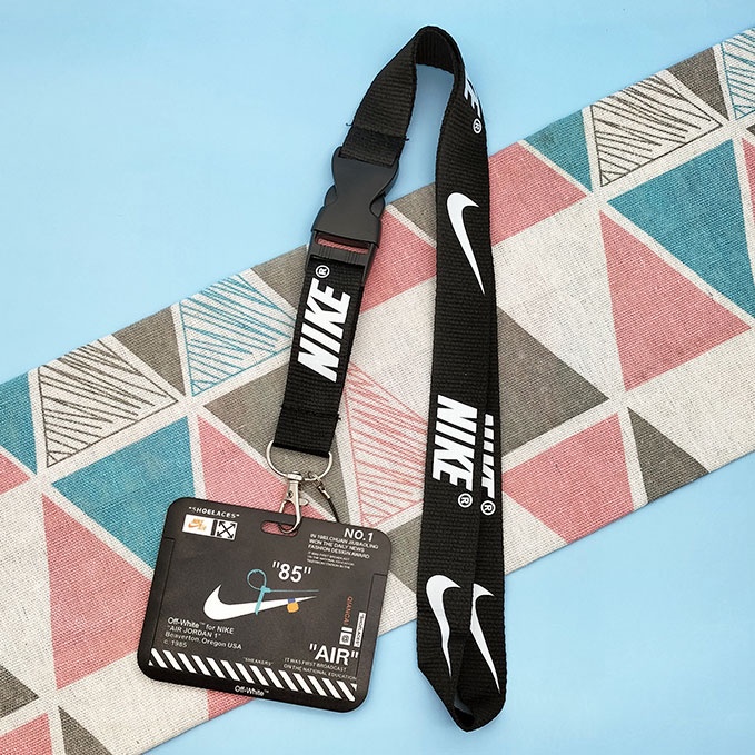 Horizontal Badge Holder With Neck Lanyard Keychain ID Card Protector Case Work Student Name Tag Key Ring