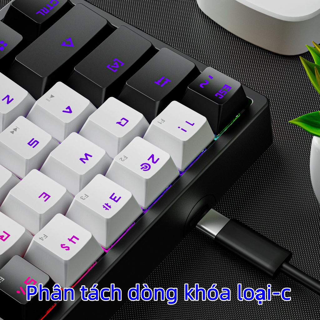 Bàn phím cơ K620 phím led RGB gọn nhẹ thích hợp chơi game, dùng văn phòng, led 12 chế độ sáng