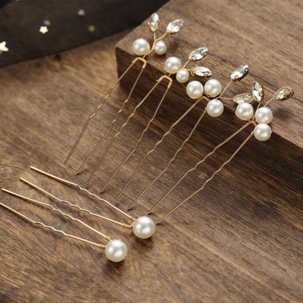 BORAG Set 6 Trâm Cài Tóc Cô Dâu Đính Đá Thời Trang