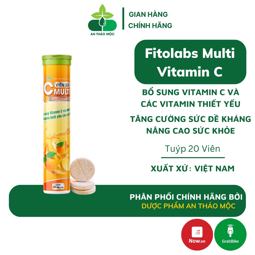 Viên sủi Fitolabs Multi vitamin c bổ sung vitamin thiết yếu tăng cường sức đề kháng bảo vệ sức khỏe cho cơ thể