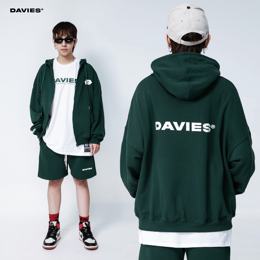 Áo hoodie zip local brand nỉ chân cua nam nữ DAVIES form rộng chính hãng mũ to có khóa kéo nhiều màu D basic I D34-HD7