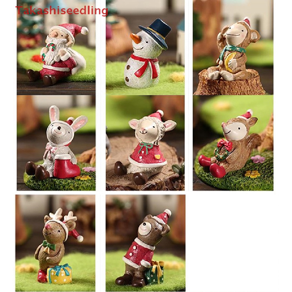 Mô Hình Tuần Lộc / Ông Già Noel Mini Bằng Nhựa Resin Trang Trí Giáng Sinh