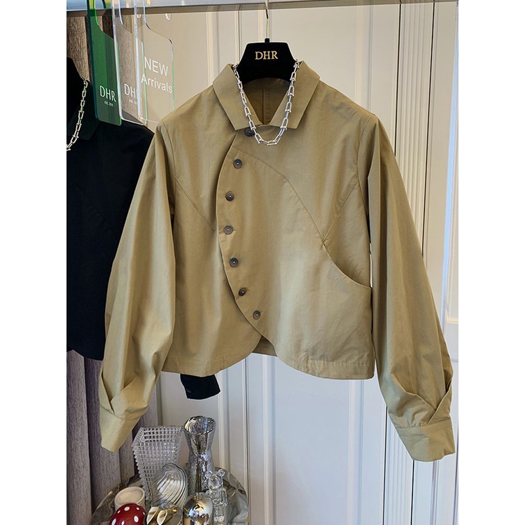 Áo Sơ Mi Cotton Tay Dài Dáng Rộng Ngắn Cài Khuy Kiểu Retro Phương Tây Thời Trang Mùa Xuân 2022
