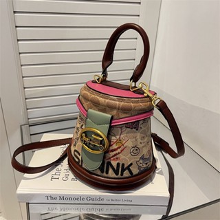 Túi Đeo Chéo Hình Trụ In Họa Tiết Hoạt Hình Phong Cách Graffiti Thời Trang Cho Nữ