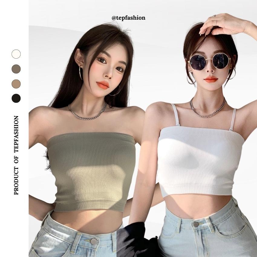 Áo Bra Len Tăm Cao Cấp, Áo Lót Vest Ngang Ngực Dạng Ống 2 Dây Có Miếng Lót Ngực Tep Fashion - BRA001