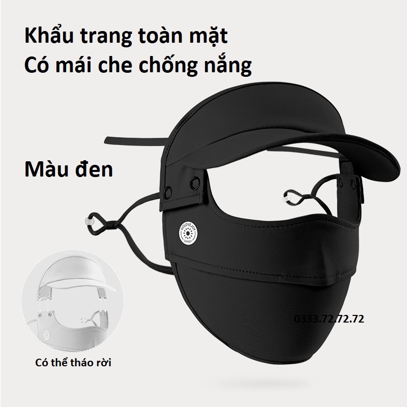 Khẩu trang toàn mặt, có mái che nắng làm mát UPF 35/50+ Ngăn Chặn 97% Tia UV, giặt được
