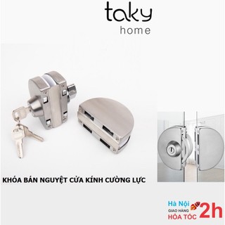 Khóa Cửa Lùa Kính Cường Lực, Khóa Bán Nguyệt Cửa Kính 10-12ly, Lắp Đặt Không Cần Phải Khoan Cắt Kính. TakyHome 3205