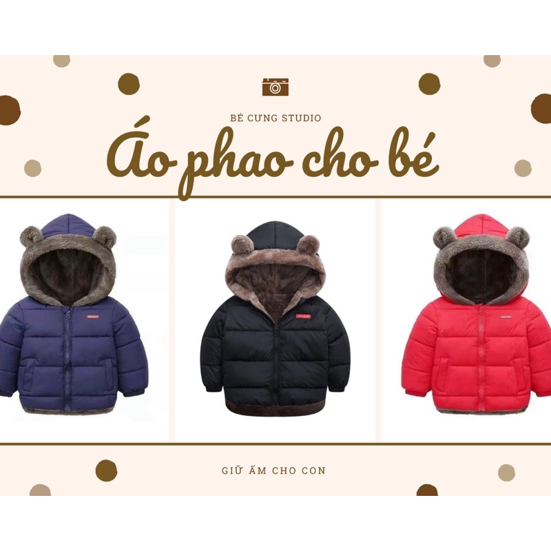Áo phao lót lông cừu tai gấu cho bé siêu dày hàng quảng châu cao cấp cho bé Em bé Em be Trẻ sơ sinh