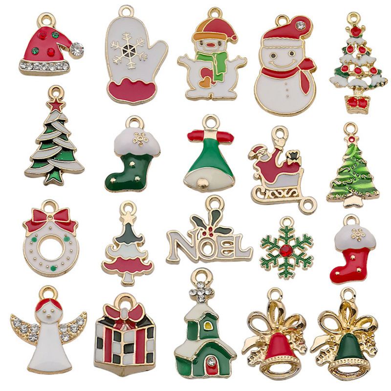 New 20-96pc Merry Christmas Alloy DIY Ornament Santa Snowman Elk Bell Decor Pendant Beautiful DIY Accessories