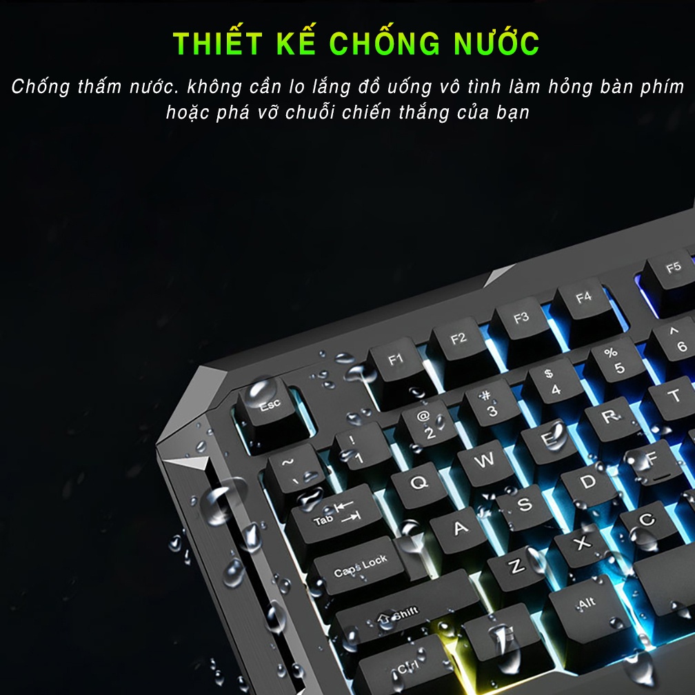 Bàn Phím Gaming RGB V5Pro - Bàn Phím Led 7 Màu - Chống Nước Chuyên Game -  Phím Khắc Laze - Hàng Chính Hãng