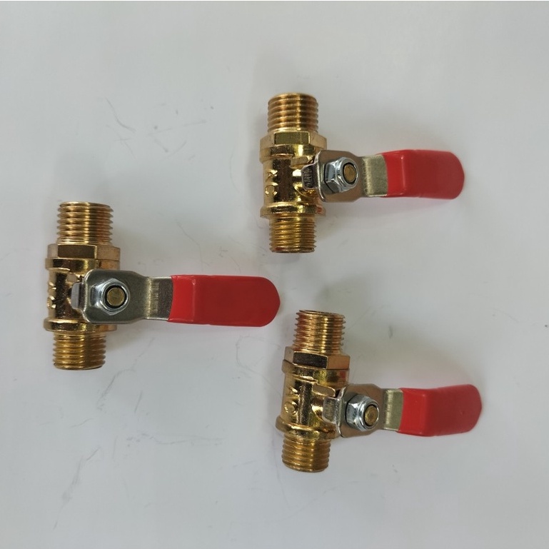 Van khóa kiểu gạt, ren ngoài một đầu 14mm, một đầu 13mm-đồng thau