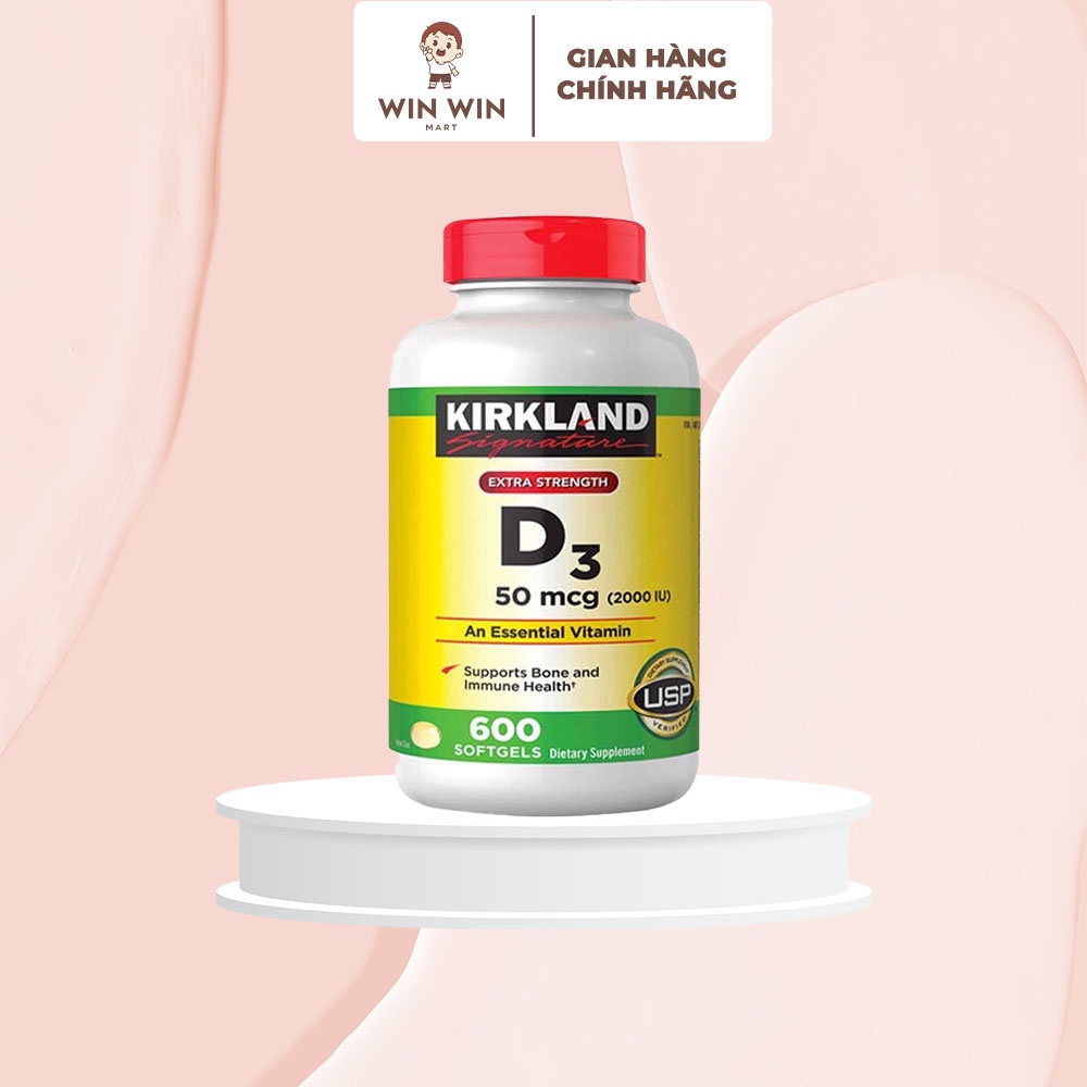Vitamin D3 2000 IU Kirkland 600 viên từ mỹ hấp thụ canxi giúp xương chắc khỏe