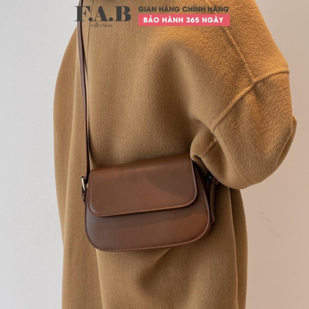 Túi xách nữ da trơn nắp gập dáng basic thời trang kẹp nách cao cấp đi chơi đi làm, túi đeo chéo nữ TX043108 FAB Store