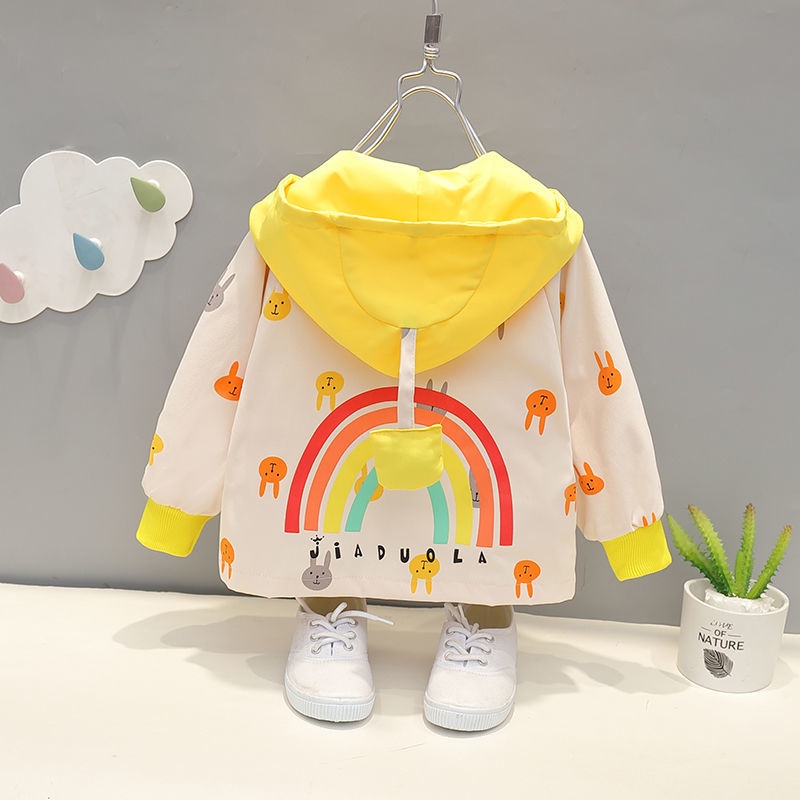 Áo Khoác Khóa Kéo Có Nón In Họa Tiết Hoạt Hình Dễ Thương Thời Trang Xuân Thu Cho Bé Gái