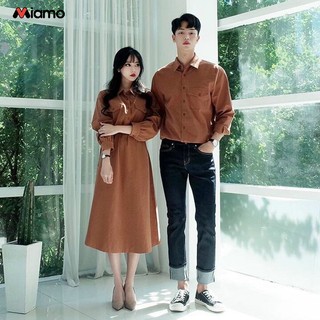 Set đồ đôi áo sơ mi nam - đầm nữ thiết kế miamo mo33