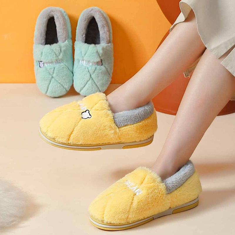 Dép Bông Đi Trong Nhà Bằng Vải Cotton Phủ Lông Cỡ Lớn Thời Trang Mùa Đông Cho Nam Và Nữ