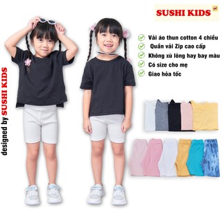 Quần legging áo phông xẻ tà bé gái lên dáng cực yêu,Áo thun cho bé gái dáng thụng from rộng SUSHI KIDS