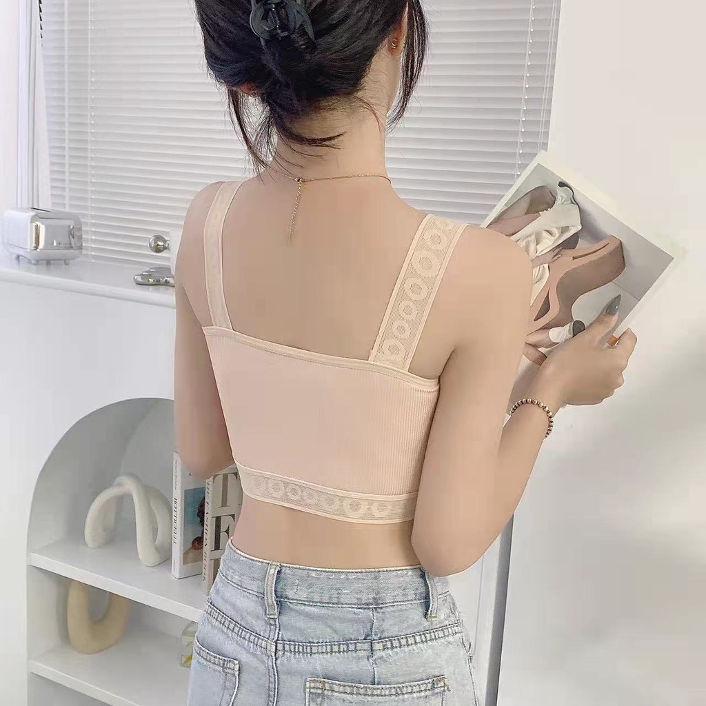 Áo Bra 2 Dây Viền Lưới - Bra Nữ Chất Cotton, Kèm Mút Mỏng - Áo Ngực Không Gọng AMYBRA B901