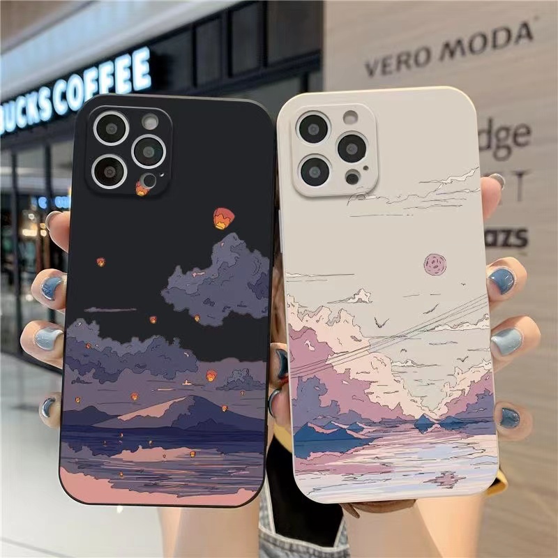 Ốp lưng Oppo Reno 10 Pro 8t 8z 8 7z 7 6 5 4 3 2f 2 8 Pro F11 Pro F9 Pro F7 F5 Youth A91 A93 A94 sunset lovers Color painting scenery soft phone case