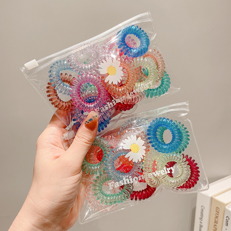 Set 9 Dây Buộc Tóc Co Giãn Màu Kẹo Đơn Giản Cho Nữ