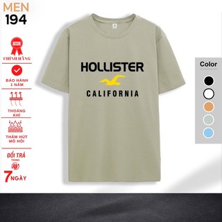 Áo thun nam GẤU 194 - MEN cổ tròn tay ngắn vải coton co dãn, dày dặn, form regular fit - Holister California